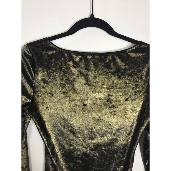 Reformation Wahl Gold Metallic Mini Dress Square Neck Formal Date Night Holiday - Picture 7 of 10